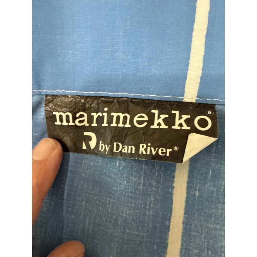 Vtg Marimekko Dan River Twin Flat Sheet Only Blue‎ With White Stripes 67